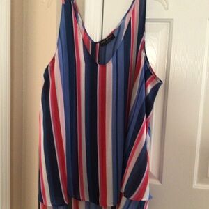 Lane Bryant Blue, Pink and Red Striped Camisole